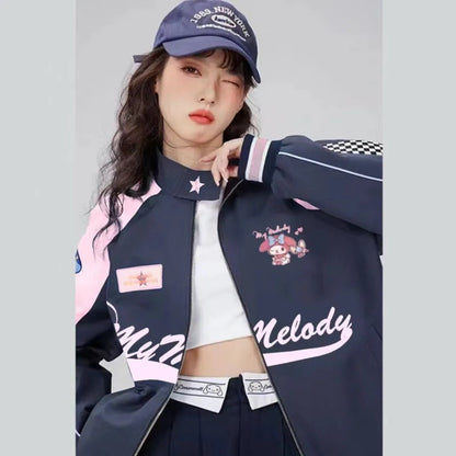 Japanese Anime Print Windproof Biker Jacket