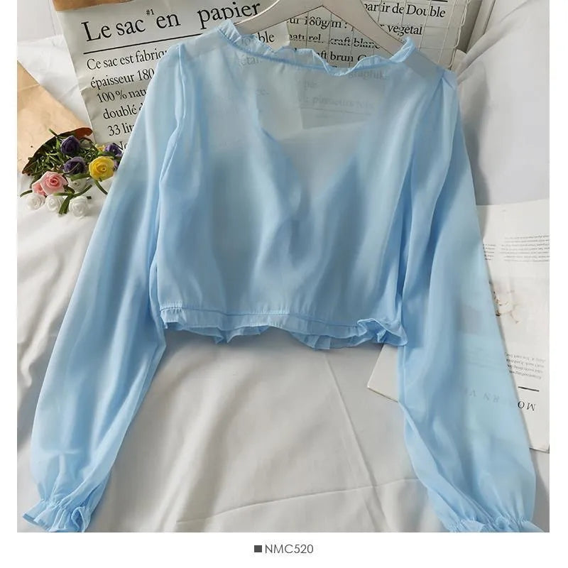 Thin Sheer Bow Long Sleeve Cardigan