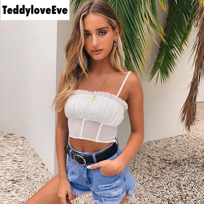 Cute Sexy See Through Mesh Crop Top Camisole Tank Shirt Tee T-shirt E-Girl Kawaii Korean Japanese Harajuku Chinese Retro Streetwear Aesthetic