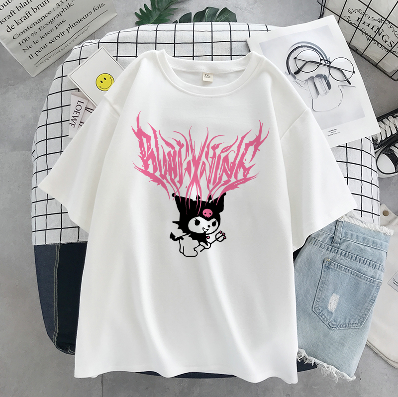 Japanese Anime Cartoon Print Loose Short Sleeve T-shirt