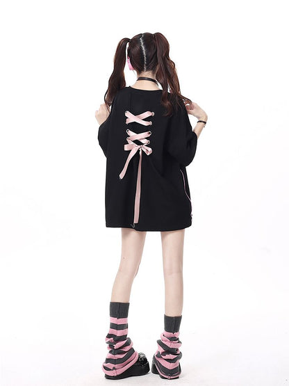 Bow Bandage Oversized Short Sleeve T-shirt