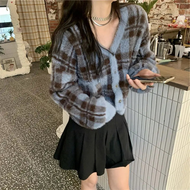 Preppy Plaid Soft Cardigan