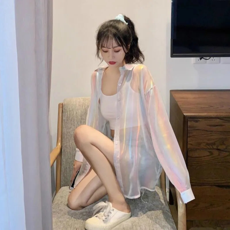 Sheer Laser Long Sleeve Shirt