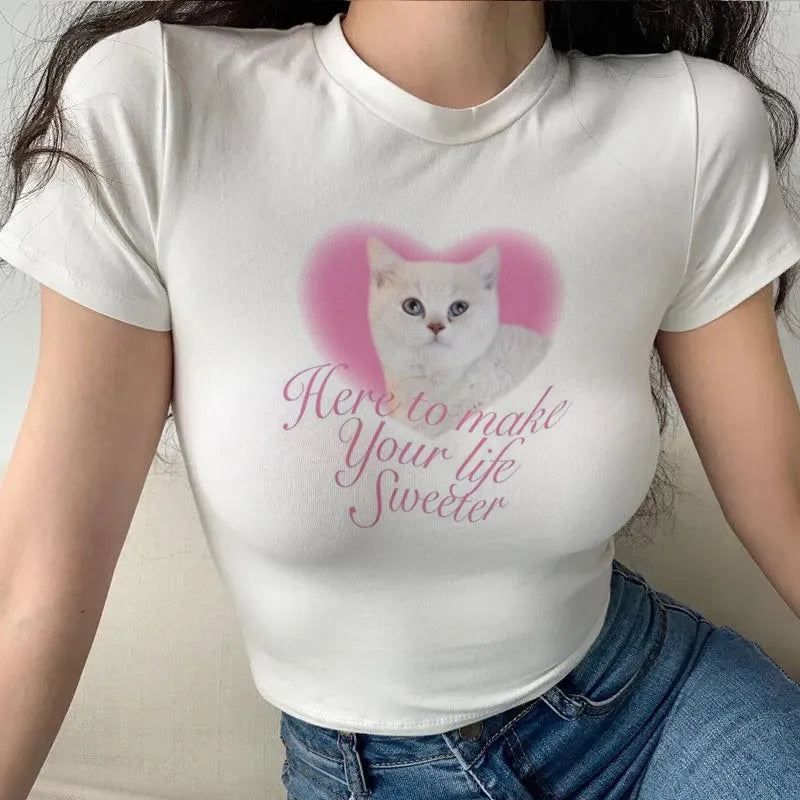 Cat Print Baby Tee