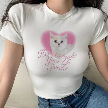 Cat Print Baby Tee