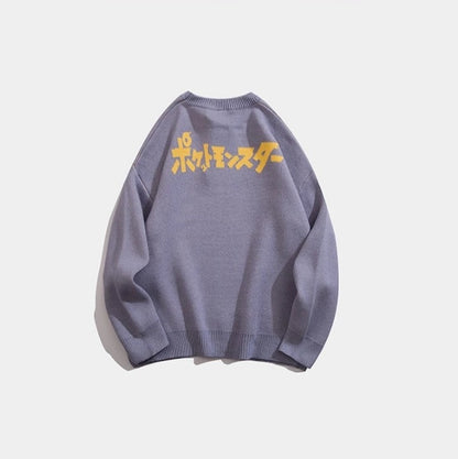 Cute Pikachu Anime Cartoon Print Oversize Sweater Sweatshirt Pullover Casual E-Girl Kawaii Korean Japanese Harajuku