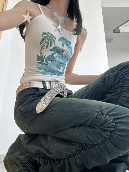 Dolphin Rhinestone Tank Top