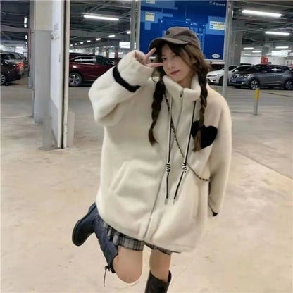 Blue Heart Fleece Zipper Jacket