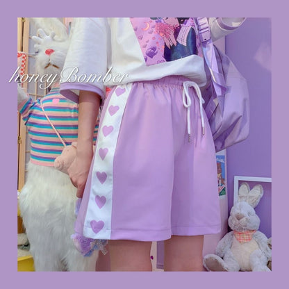 Purple Heart Drawstring Shorts