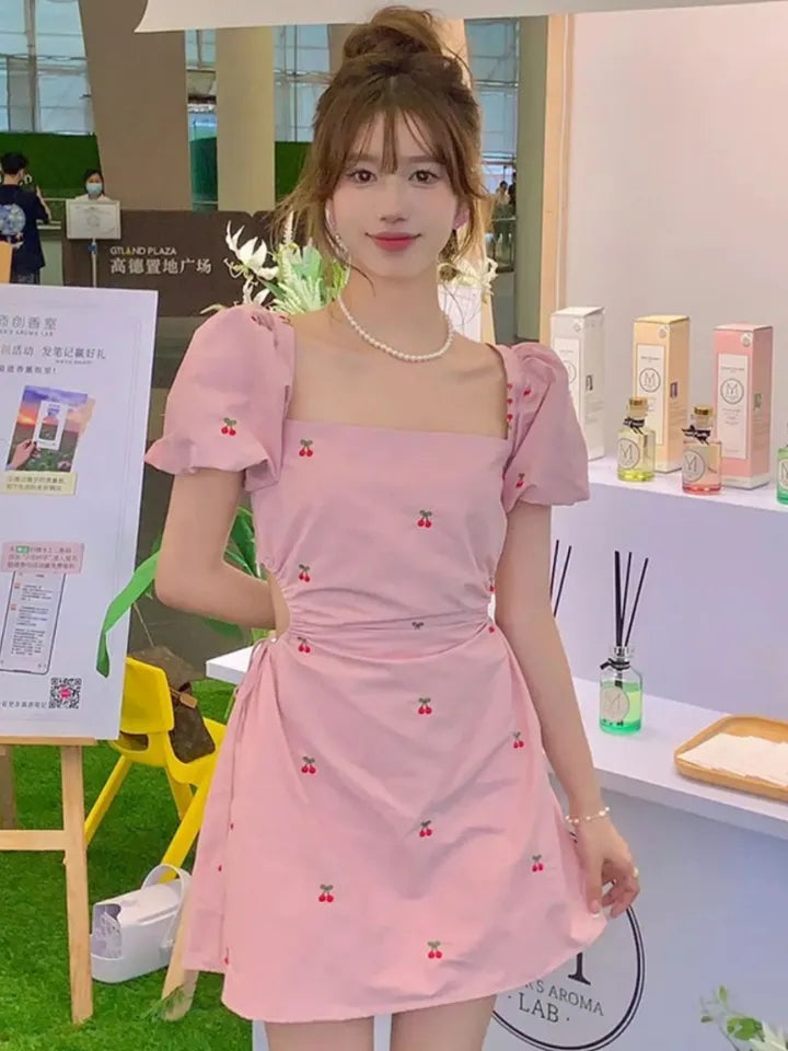 Pink Cherry Backless Mini Dress