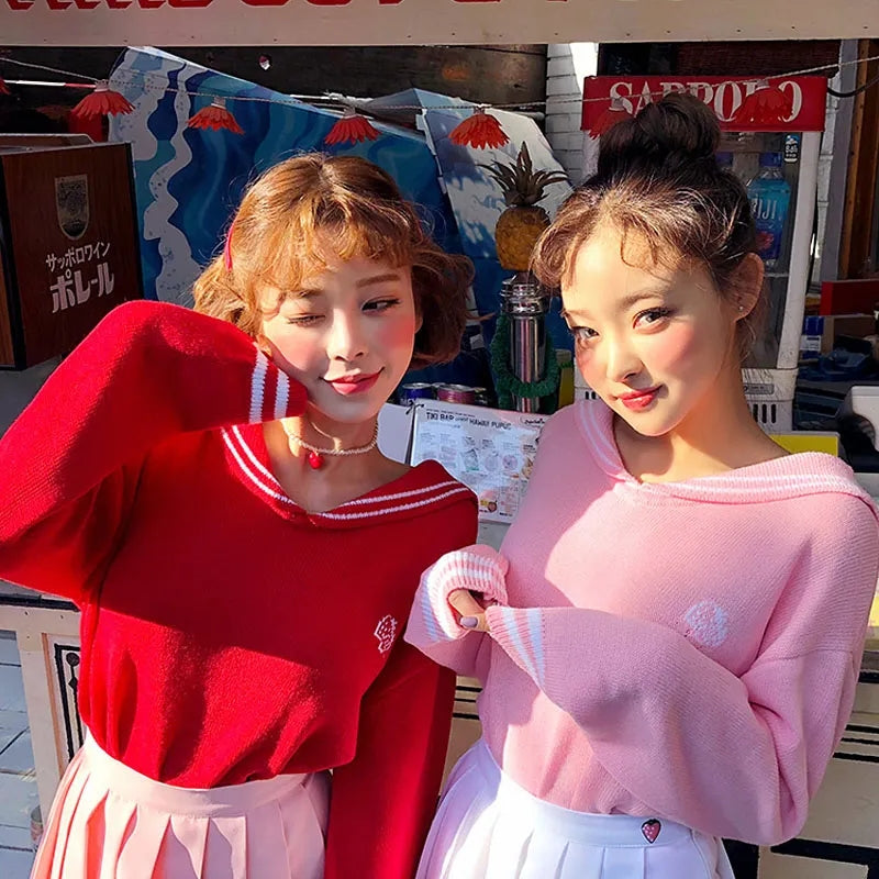 Strawberry Milk Sailor Collar Sweater