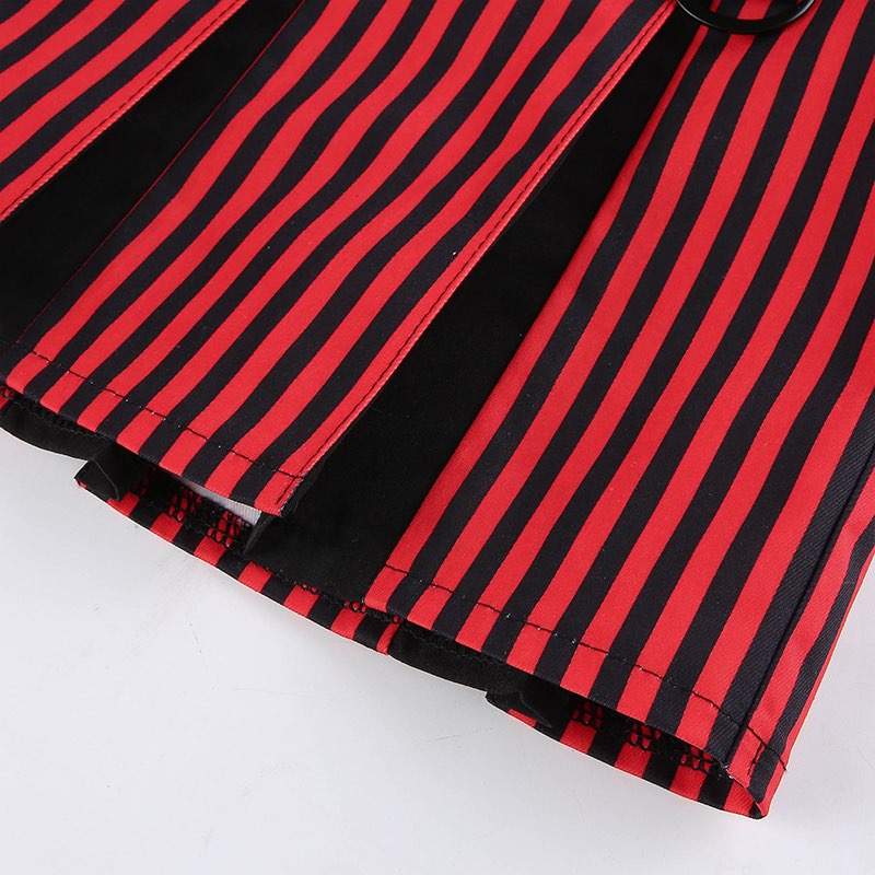 Vintage 90s Red Plaid Striped Pleated Low Waisted Skirt Academia E-Girl Kawaii Korean Japanese Harajuku Streetwear