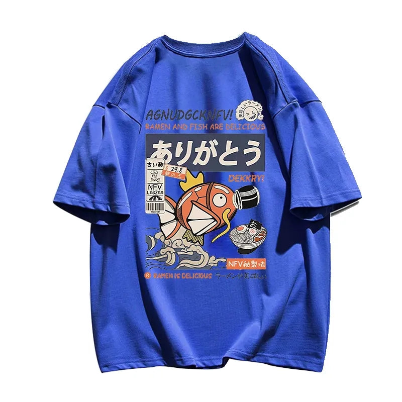Japanese Fish Print Short Sleeve T-shirt