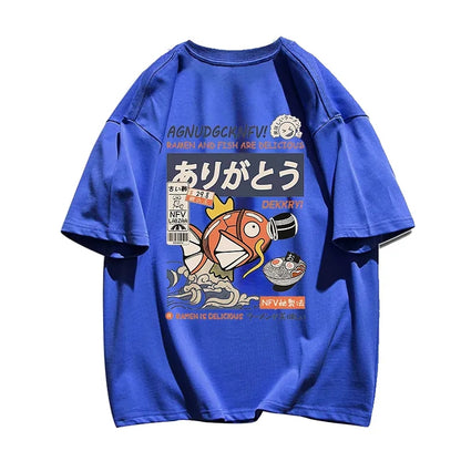 Japanese Fish Print Short Sleeve T-shirt