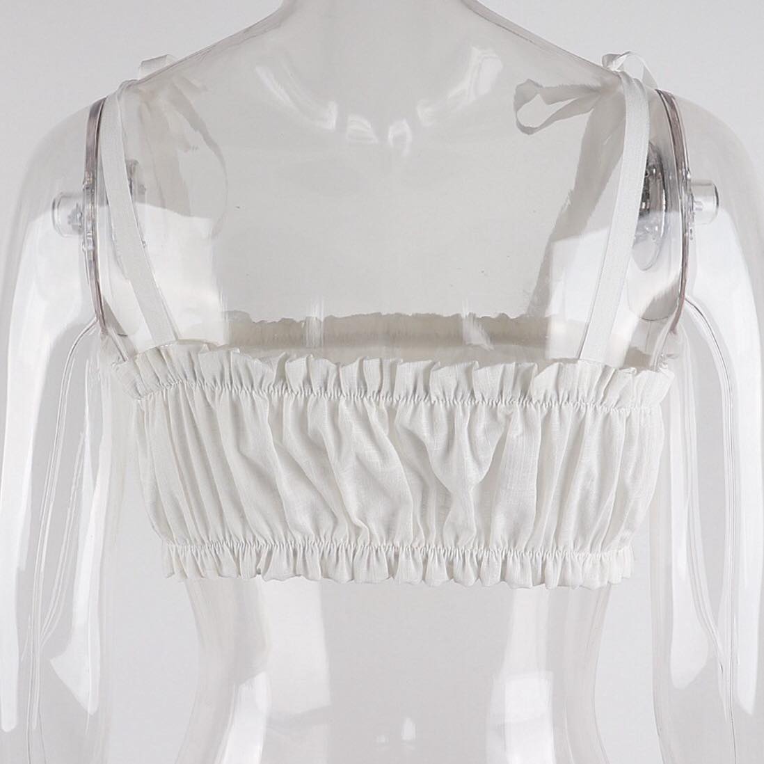 White Pleated Hollow Out Bustier Bandage Bodycon Crop Top Sleeveless Shirt Beach Boho Summer Aesthetic Casual E-Girl Kawaii Korean Japanese Harajuku