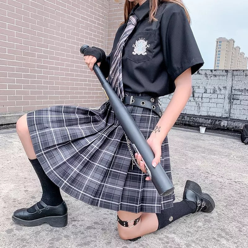 Tennis Plaid High Waisted Pleated Mini Skirt Sailor School Student Summer Bottoms E-Girl Kawaii Korean Japanese Harajuku Streetwear