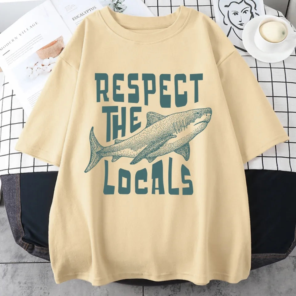 Respect Shark Print Short Sleeve T-shirt
