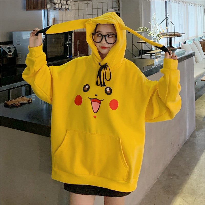 Cute Pikachu Anime Japanese Cartoon Sweater Pullover Hoodie Knit Sweatshirt E-Girl Kawaii Korean Japanese Harajuku Retro Streetwear Aesthetic