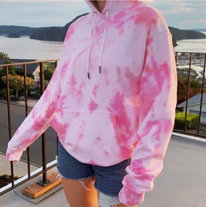 Cute Pastel Pink Tie Dye Rainbow Colorful Sweater Pullover Hoodie Sweatshirt E-Girl Kawaii Korean Japanese Harajuku Retro Streetwear Aesthetic