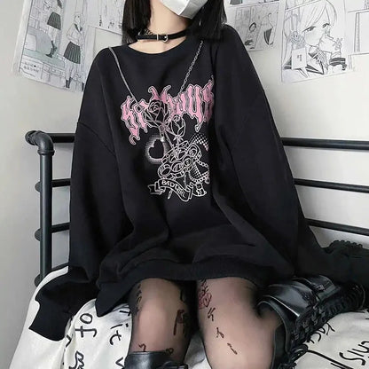 Knuckle Ring Bad Girl Print Sweater