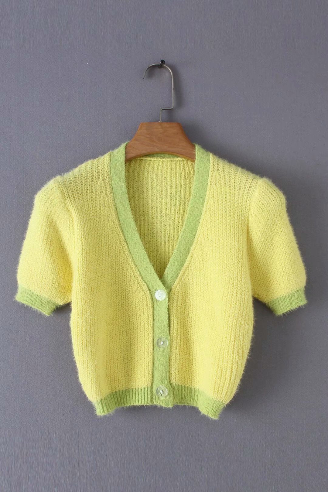 Cute Vintage Sweater Cardigan Knit Crop Top Short Sleeve Shirt Tee T-shirt E-Girl Kawaii Korean Japanese Harajuku Chinese Retro Streetwear Aesthetic