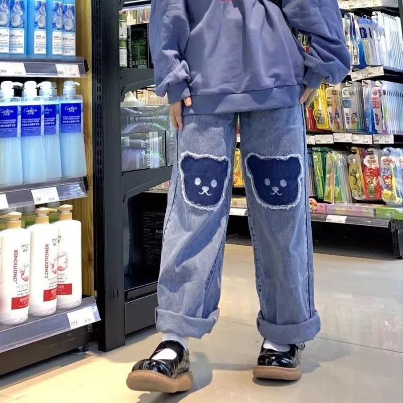 Bear Baggy High Waist Trousers