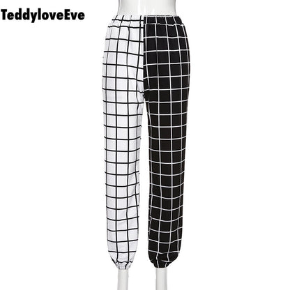 Cute Contrast Cargo Pant Loose Waist Plaid Checkered Trouser Jogger E-Girl Kawaii Korean Japanese Harajuku Chinese Retro Streetwear Aesthetic