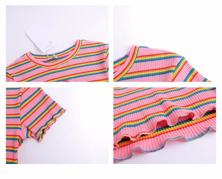 Pink Rainbow Stripe Crop Top