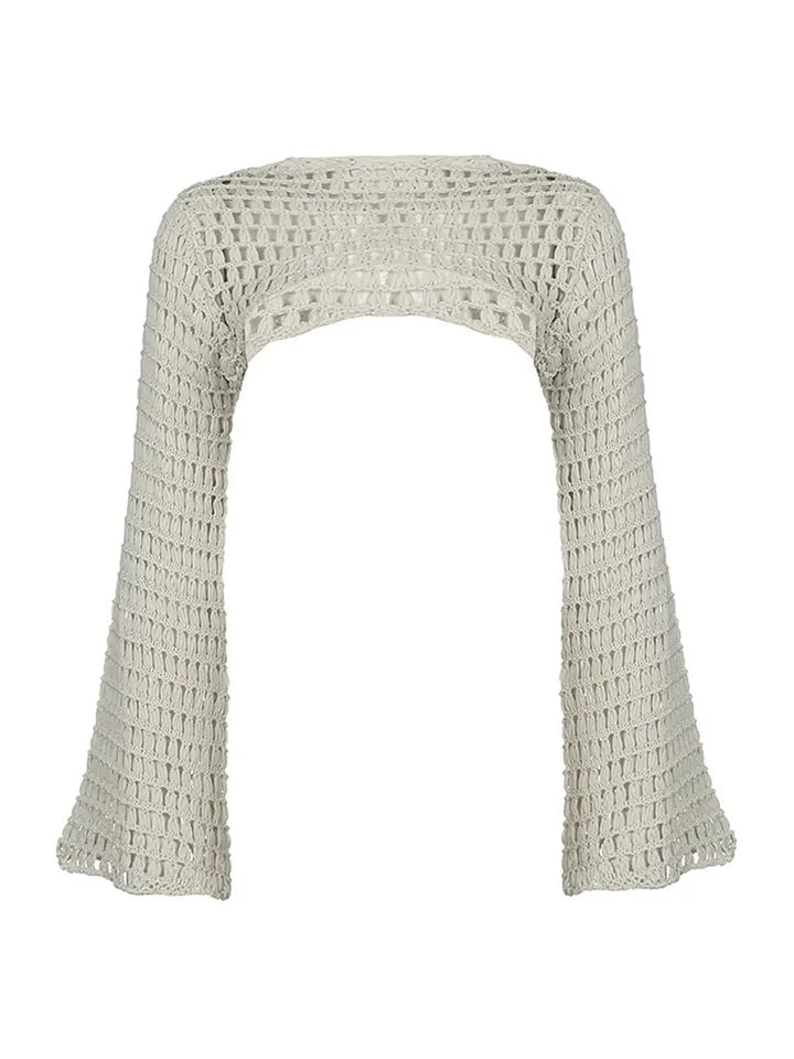 Crochet Knit Hollow Out Long Sleeve Shrug