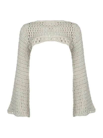 Crochet Knit Hollow Out Long Sleeve Shrug