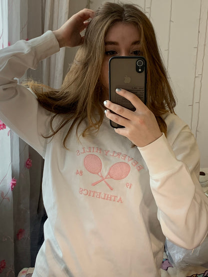 White Tennis Embroidery Sweater
