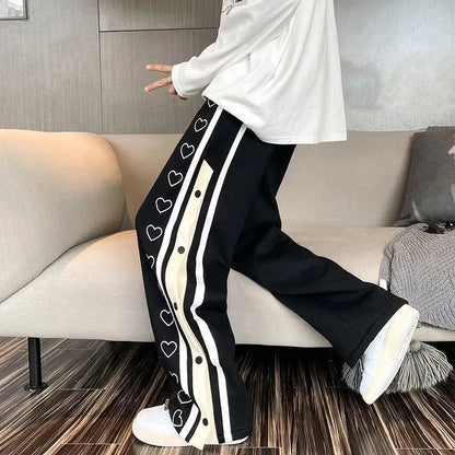 Oversized Heart Loose Split Baggy Trousers