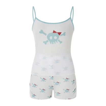 2PCS Pirate Skull Frill Camisole + Shorts
