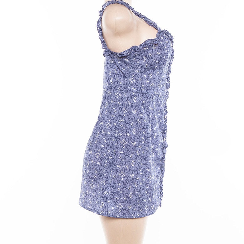 Cute Summer Fit Flare Sexy Flower Print Button Dress Kawaii Korean Japanese Harajuku Chinese Retro Streetwear Aesthetic Fashion