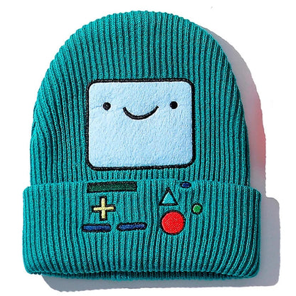 Cute BMO Game Boy Cartoon Embroidery Beanie Knit Winter Cap Hat Unisex Aesthetic Casual Summer E-Girl Kawaii Korean Japanese Harajuku