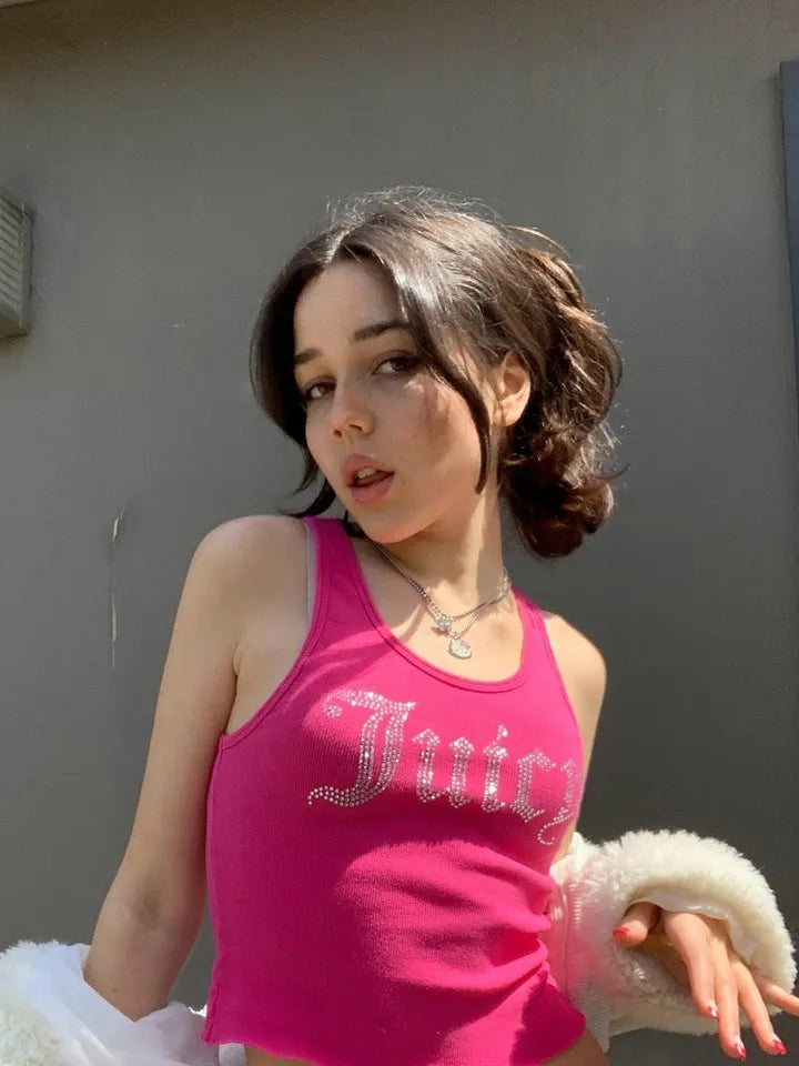 Pink Rhinestone Tank Top