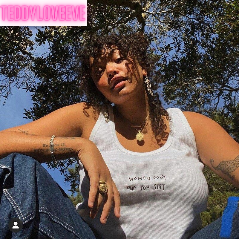 Cute Knit Indie Letter Embroidery Black White Tank Top Crop Top Sleeveless Shirt Goth Punk Casual E-Girl Kawaii Korean Japanese Harajuku Streetwear
