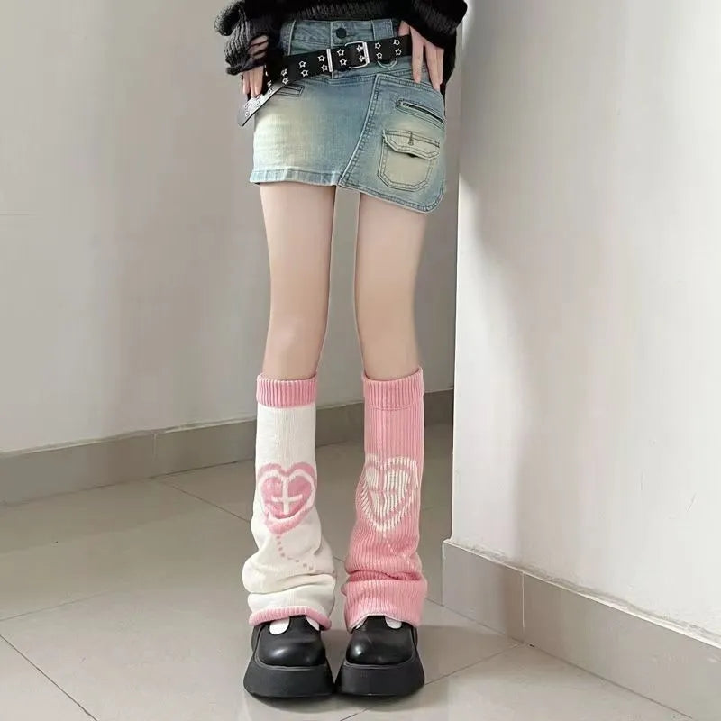 Heart Cross Knit Anime Leg Warmers