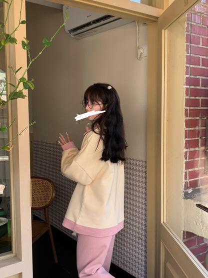 Rabbit Print Collar Zip Up Jacket