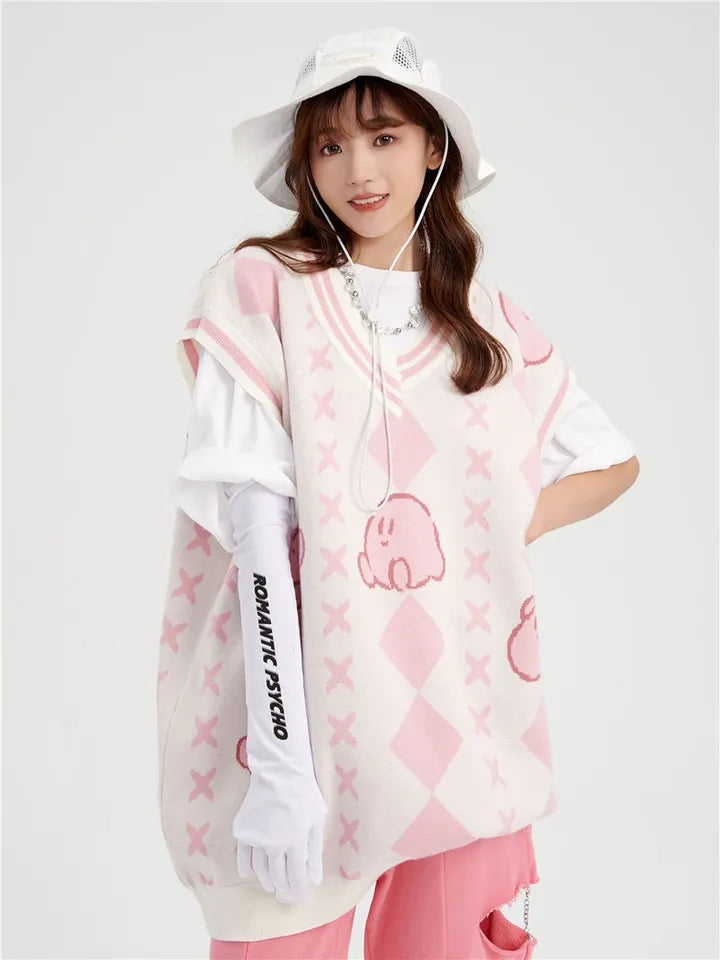 Pink Anime Japanese Sweater Vest