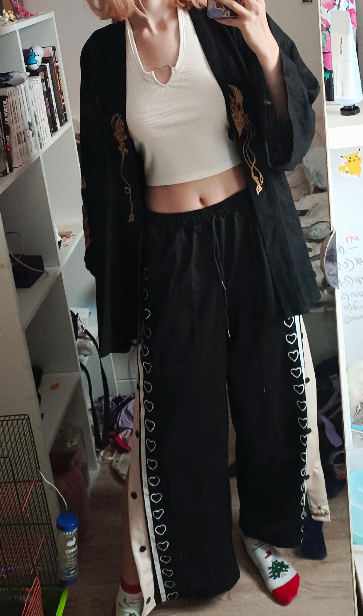 Oversized Heart Loose Split Baggy Trousers