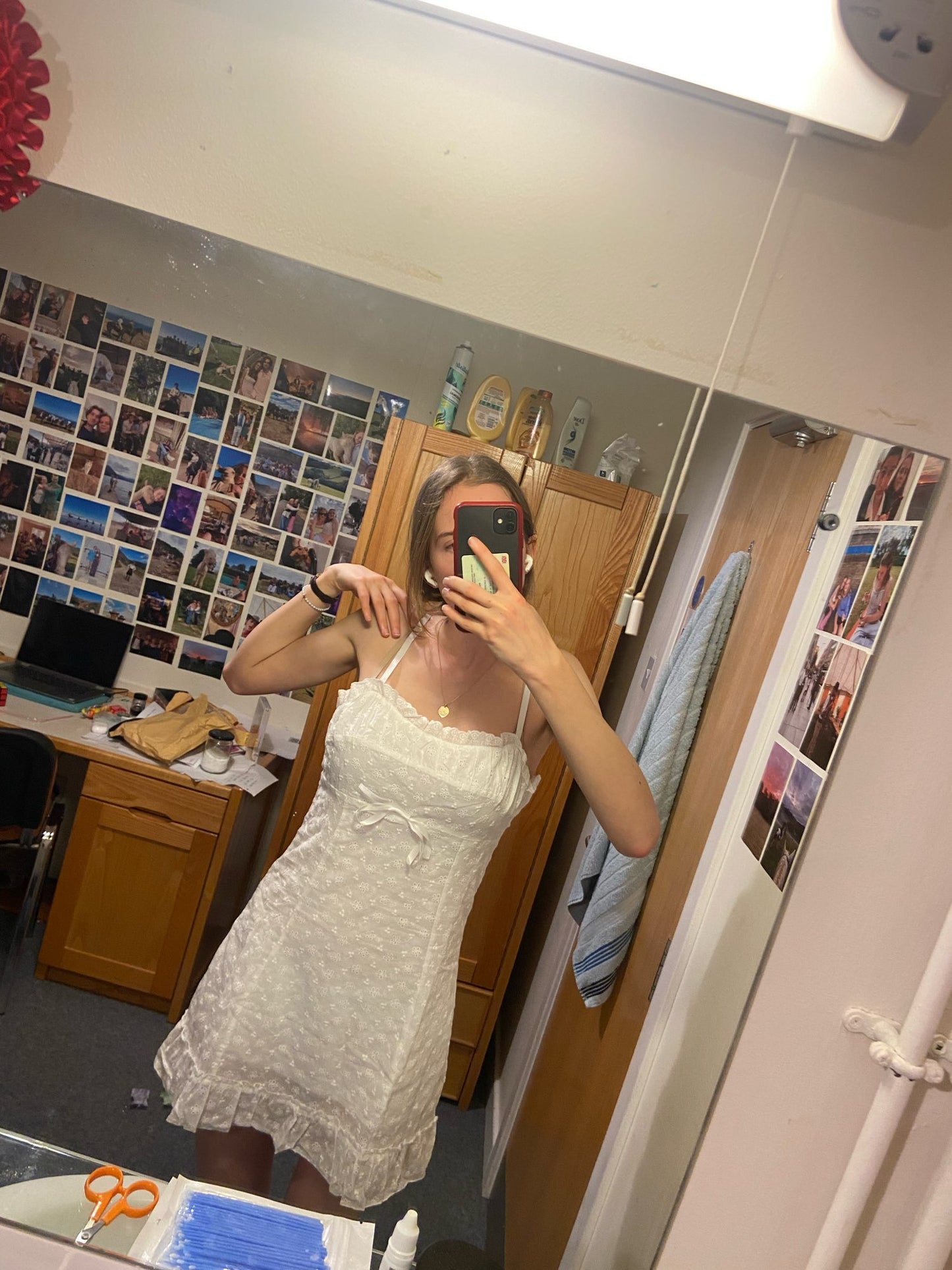 White Ruffle Spaghetti Strap Mini Dress