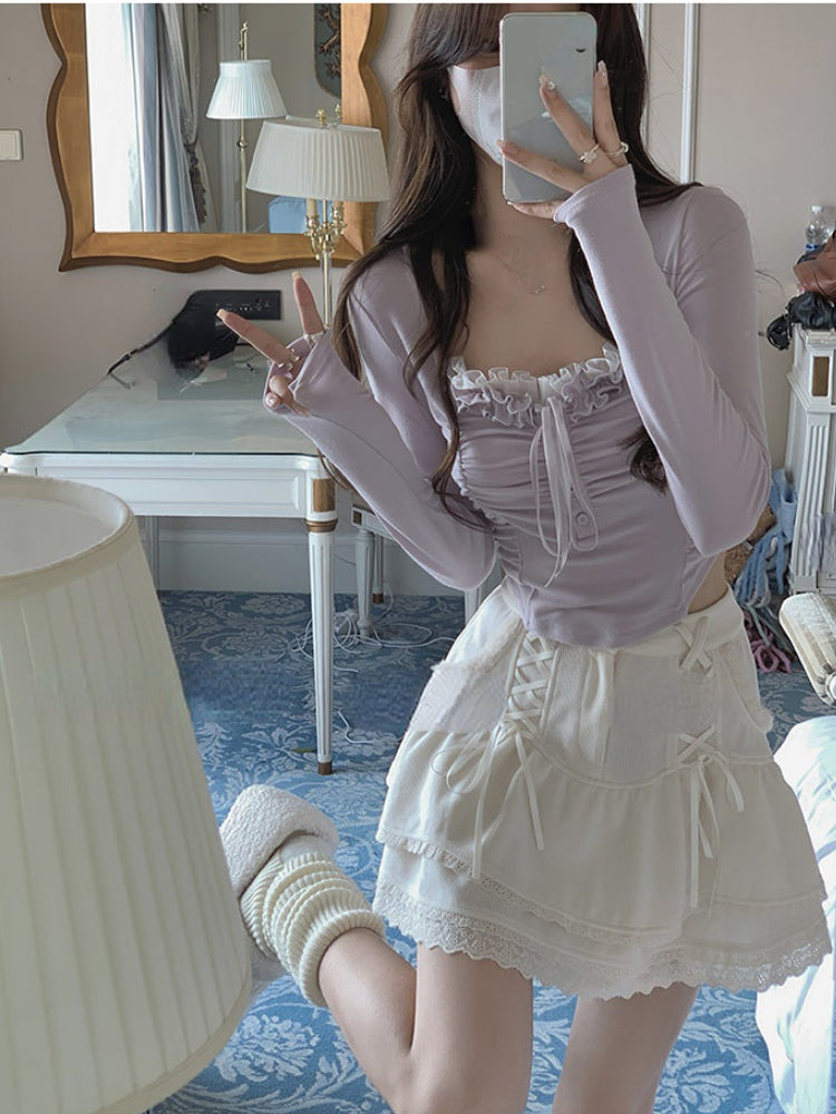 Purple Lace Crop Top