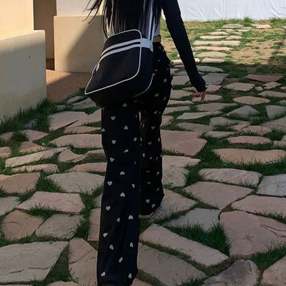 Black Heart Loose High Waist Pants
