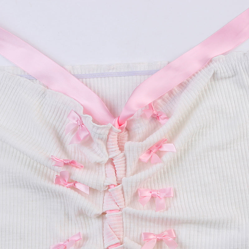 Pink Sweet Bow Split Bandage Top