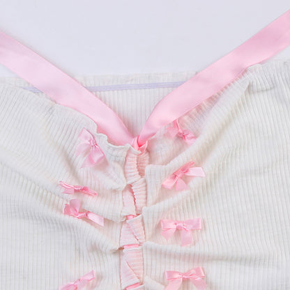 Pink Sweet Bow Split Bandage Top