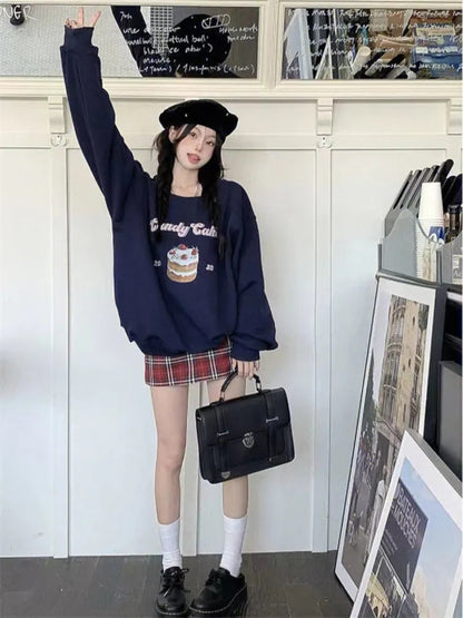Blue Cake Graphic Print Sweatshirt