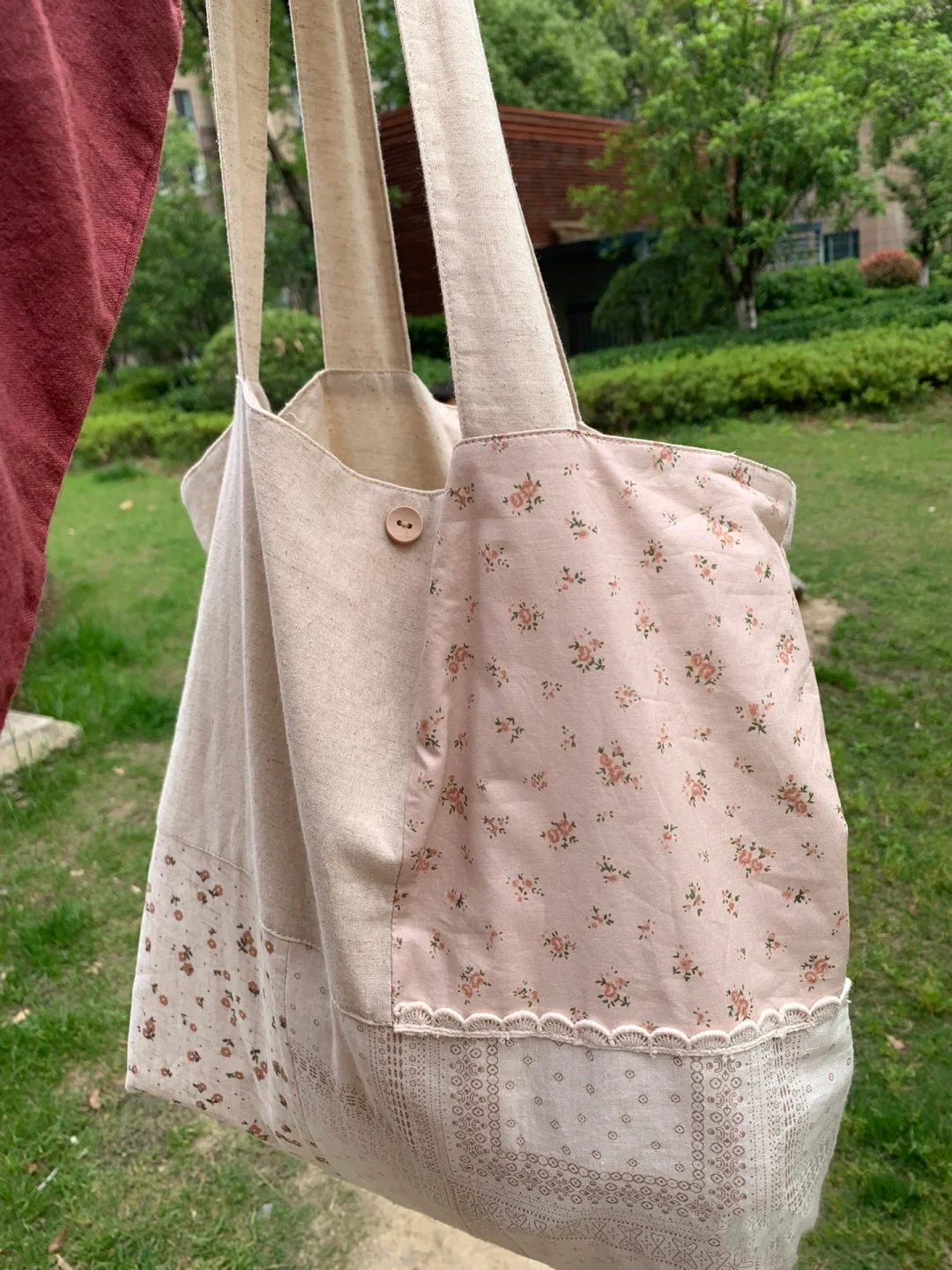 Flower Patchwork Contrast Print Tote Bag