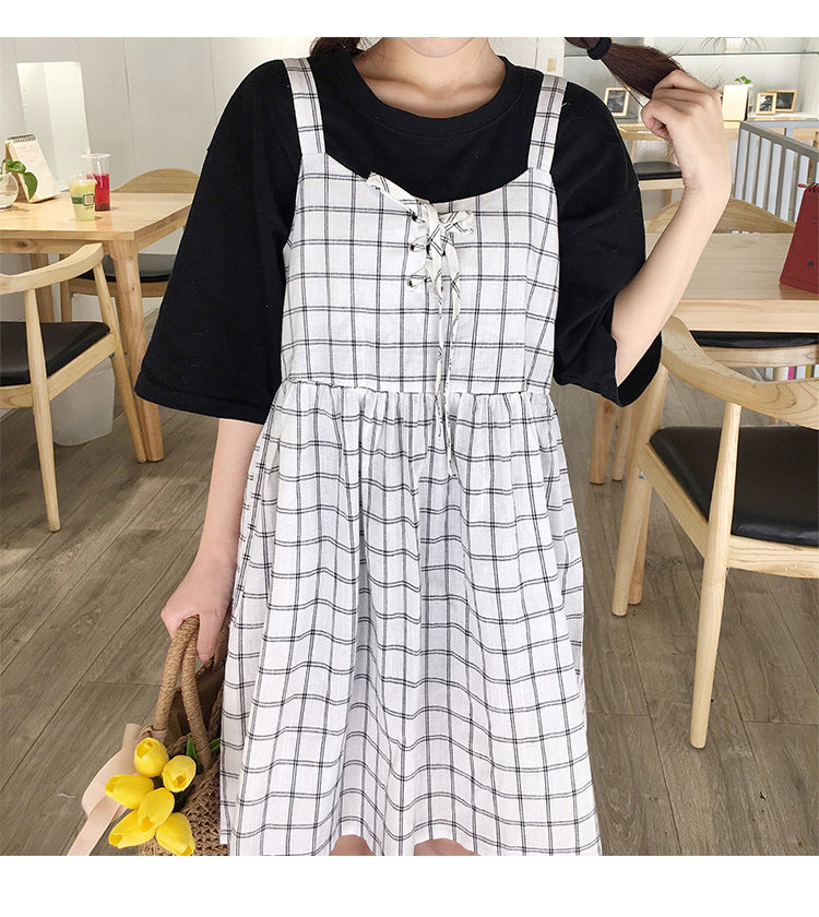 Cute Summer Preppy Loose Casual Plaid Checkered Tank Dress E-Girl Kawaii Korean Japanese Harajuku Retro Streetwear