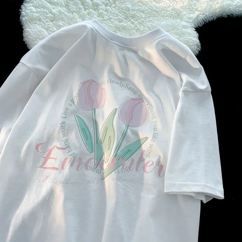 Tulip Print Short Sleeve T-shirt